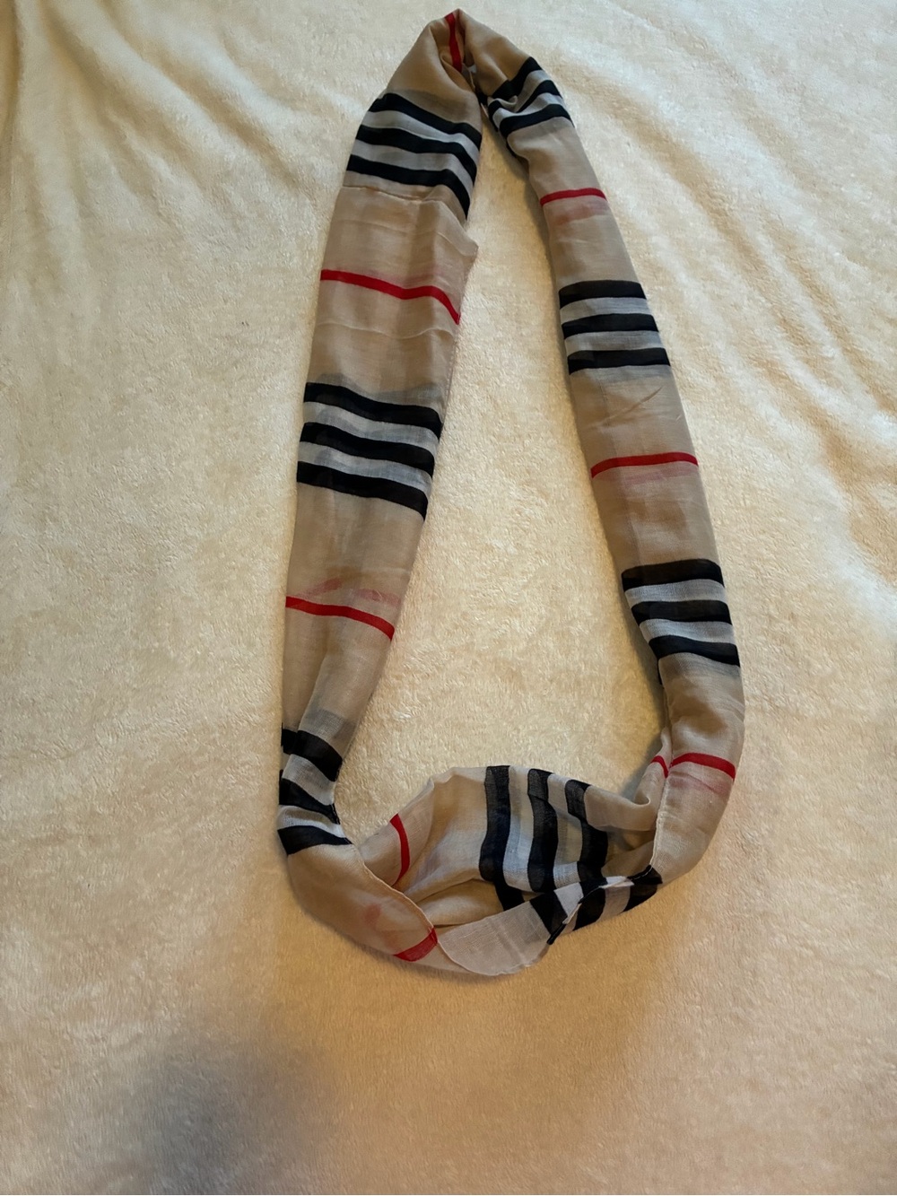 Beige Striped Lightweight Women's Infinity Scarf